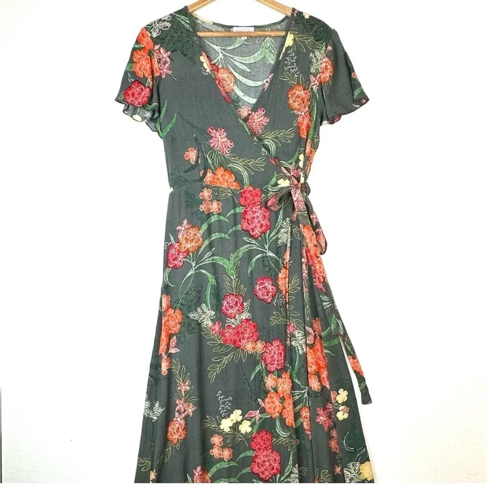 Patrons Of Peace Floral Faux Wrap Maxi Dress - Picture 1 of 9